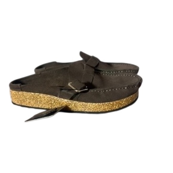 Alexis Bendel Brown Suede Leather Buckle Clogs NWOT - Picture 12 of 16